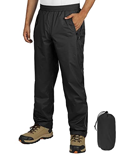 Outdoor Ventures Herren Regenhose Fahrrad Wasserdicht Atmungsaktiv Überziehhose Winddicht Outdoorhose Wanderhose Winddicht Leichte Trekkinghose Packbar Schwarz XL/30 Schrittlänge von Outdoor Ventures