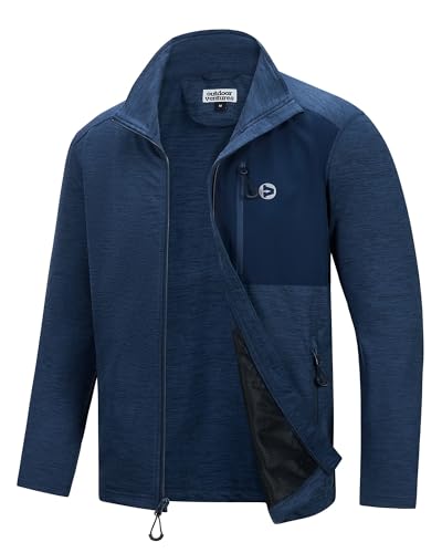 Outdoor Ventures Herren Sportjacke Leichte Funktionsjacke Übergangsjacke Fleecejacke mit 5 Taschen Freizeitjacke Trainingsjacke für Freizeit und Outdoor Blau Heidekraut/blau XL von Outdoor Ventures