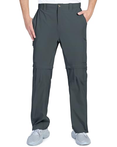 Outdoor Ventures Herren-Wanderhose mit Reißverschluss, leicht, atmungsaktiv, schnell trocknend, Stretch, Arbeitshose, Cargo mit Reißverschlusstaschen, grau, 34 W/30 L von Outdoor Ventures