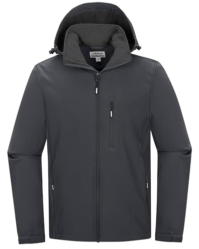 Outdoor Ventures Jacke Herren Wasserdichte Atmungsaktiv Softshelljacke - Winddichte Regenjacke Funktionsjacke mit Abnehmbare Kapuze Grau M von Outdoor Ventures