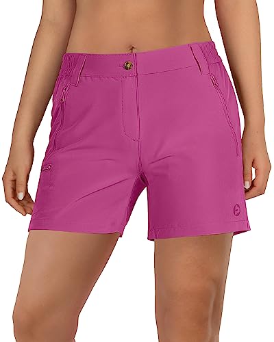 Outdoor Ventures Kurze Hose Damen UPF50+ UV Schutz Wander Shorts Sommer Leicht Trekking Shorts Stretch Schnelltrocknend Wanderhose Violettrot DE44 von Outdoor Ventures