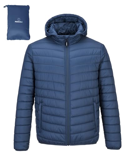 Outdoor Ventures Leichte Steppjacke Herren Übergangsjacke Packbare Puffer Jacke Winterjacke für Männer Zum Ski Wandern Reisen Navy Blau L von Outdoor Ventures