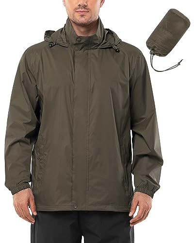 Outdoor Ventures Regenjacke Herren Wasserdicht Ultraleichte Dünne Faltbare Regenmantel Atmungsaktiv Fahrrad Regenjacke Sport Braun XL von Outdoor Ventures