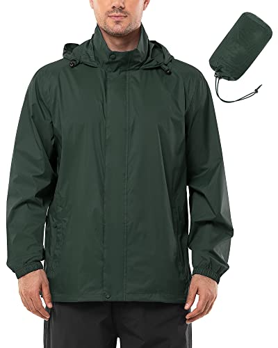 Outdoor Ventures Regenjacke Herren Wasserdicht Ultraleichte Dünne Faltbare Regenmantel Atmungsaktiv Fahrrad Regenjacke Sport Dunkles Olivgrün L von Outdoor Ventures