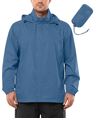 Outdoor Ventures Regenjacke Herren Wasserdicht Ultraleichte Dünne Faltbare Regenmantel Atmungsaktiv Fahrrad Regenjacke Sport Glas Blau L von Outdoor Ventures