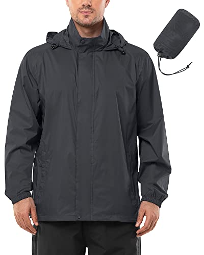 Outdoor Ventures Regenjacke Herren Wasserdicht Ultraleichte Dünne Faltbare Regenmantel Atmungsaktiv Fahrrad Regenjacke Sport Grau 3XL von Outdoor Ventures