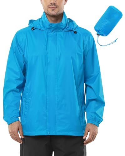 Outdoor Ventures Regenjacke Herren Wasserdicht Ultraleichte Dünne Faltbare Regenmantel Atmungsaktiv Fahrrad Regenjacke Sport Königsblau L von Outdoor Ventures