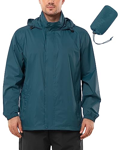 Outdoor Ventures Regenjacke Herren Wasserdicht Ultraleichte Dünne Faltbare Regenmantel Atmungsaktiv Fahrrad Regenjacke Sport Marokkanisches Blau L von Outdoor Ventures