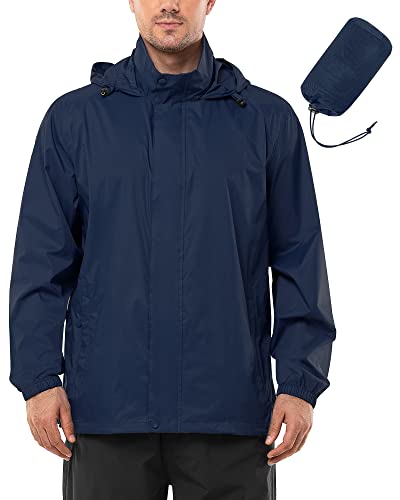 Outdoor Ventures Regenjacke Herren Wasserdicht Ultraleichte Dünne Faltbare Regenmantel Atmungsaktiv Fahrrad Regenjacke Sport Navy Blau S von Outdoor Ventures