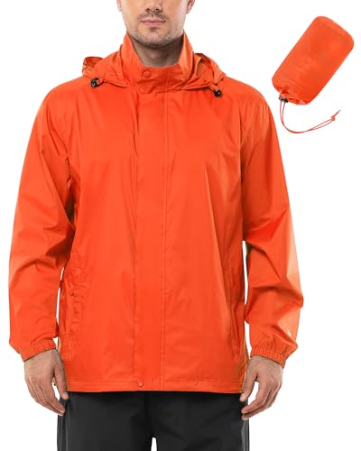 Outdoor Ventures Regenjacke Herren Wasserdicht Ultraleichte Dünne Faltbare Regenmantel Atmungsaktiv Fahrrad Regenjacke Sport Tiefrot L von Outdoor Ventures