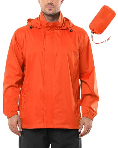 Outdoor Ventures Regenjacke Herren Wasserdicht Ultraleichte Dünne Faltbare Regenmantel Atmungsaktiv Fahrrad Regenjacke Sport Tiefrot XL von Outdoor Ventures