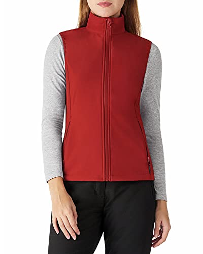 Outdoor Ventures Softshell Weste Damen Ärmellose Jacke Laufweste Leicht Winddicht Warm Fleeceweste Stehkragen Sport Golf Weste mit 4 Taschen für Wandern Camping Chilirot L von Outdoor Ventures