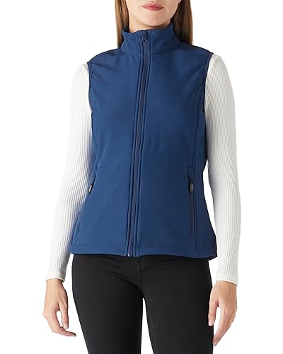 Outdoor Ventures Softshell Weste Damen Ärmellose Jacke Laufweste Leicht Winddicht Warm Fleeceweste Stehkragen Sport Golf Weste mit 4 Taschen für Wandern Camping Dunkelblau S von Outdoor Ventures