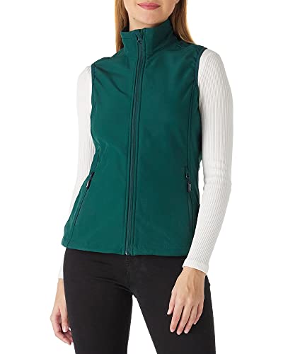 Outdoor Ventures Softshell Weste Damen Ärmellose Jacke Laufweste Leicht Winddicht Warm Fleeceweste Stehkragen Sport Golf Weste mit 4 Taschen für Wandern Camping Dunkelgrün 2XL von Outdoor Ventures