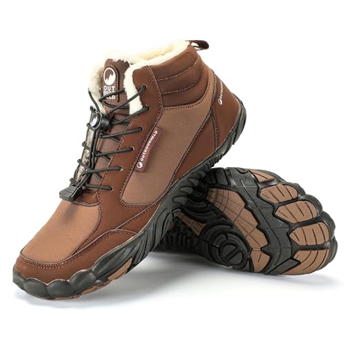 OutdoorHeld Winter Prime I Barfußschuhe Herren & Damen I Orthopädisch, wärmend & Wasserfest I rutschfest & Komfortabel I Winterschuhe mit Innenfutter I Outdoor & Sport I Braun 40 von OutdoorHeld