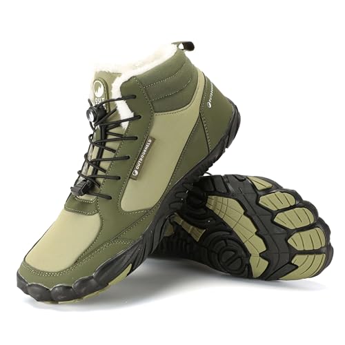 OutdoorHeld Winter Prime I Barfußschuhe Herren & Damen I Orthopädisch, wärmend & Wasserfest I rutschfest & Komfortabel I Winterschuhe mit Innenfutter I Outdoor & Sport I Grün 37 von OutdoorHeld