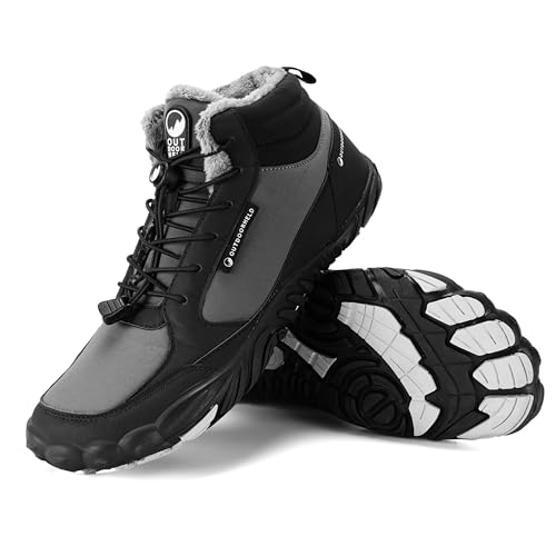 OutdoorHeld Winter Prime I Barfußschuhe Herren & Damen I Orthopädisch, wärmend & Wasserfest I rutschfest & Komfortabel I Winterschuhe mit Innenfutter I Outdoor & Sport I Schwarz 39 von OutdoorHeld