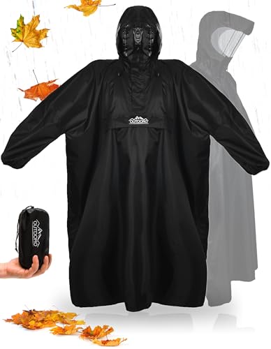 Outdoro Regenponcho mit Ärmeln - Mit Navigations-Fenster in der Brusttasche, Reißverschluss und Sichtfenster - Poncho für Damen & Herren, Erwachsene von Outdoro