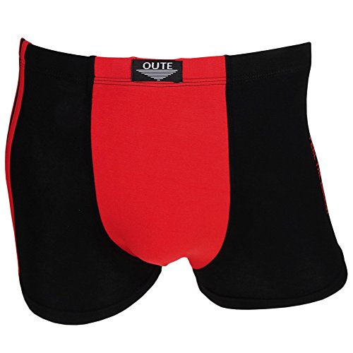 Oute Boxershorts Retro Shorts Unterwäsche Unterhose Pants schwarz-rot Baumwolle Gr. L von Oute