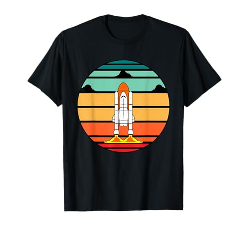 Outer Space Gift Idea For Men And Women Rakete Raumschiff T-Shirt Schwarz S EU Klein Crew-Ausschnitt Kurzarm Klassisch Unifarbig Baumwolle Polyester Raketen-Raumschiff-Design T-Shirt von Outer Space Gift Idea For Men And Women