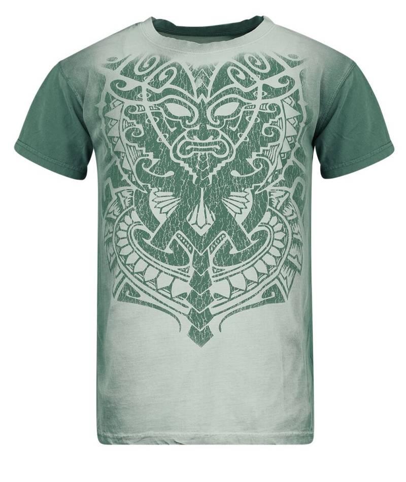 Outer Vision Aztec Mask Tattoo T-Shirt weiß türkis in XL von Outer Vision