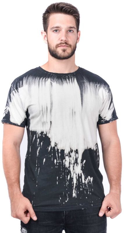 Outer Vision Brush & Drip Black Grey T-Shirt schwarz grau in M von Outer Vision