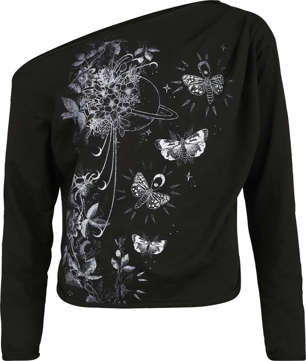 Outer Vision - Gothic Sweatshirt - Moth Universe - S bis XXL - für Damen - Größe L - schwarz von Outer Vision