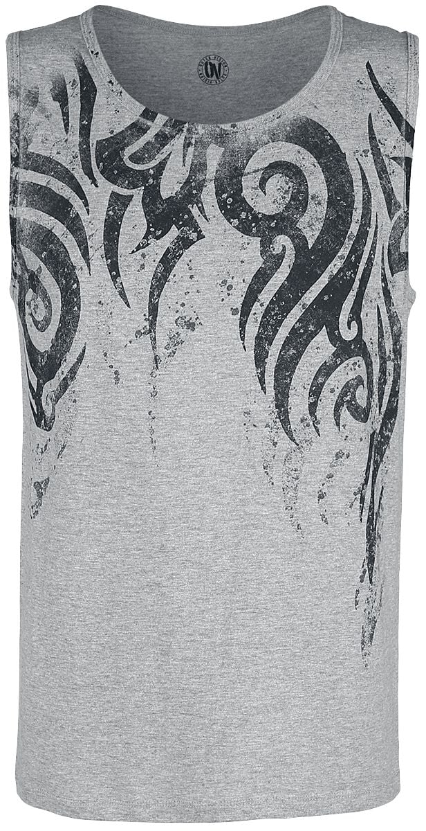Outer Vision - Gothic Tank-Top - Crest Tattoo - S - für Männer - Größe S - grau von Outer Vision