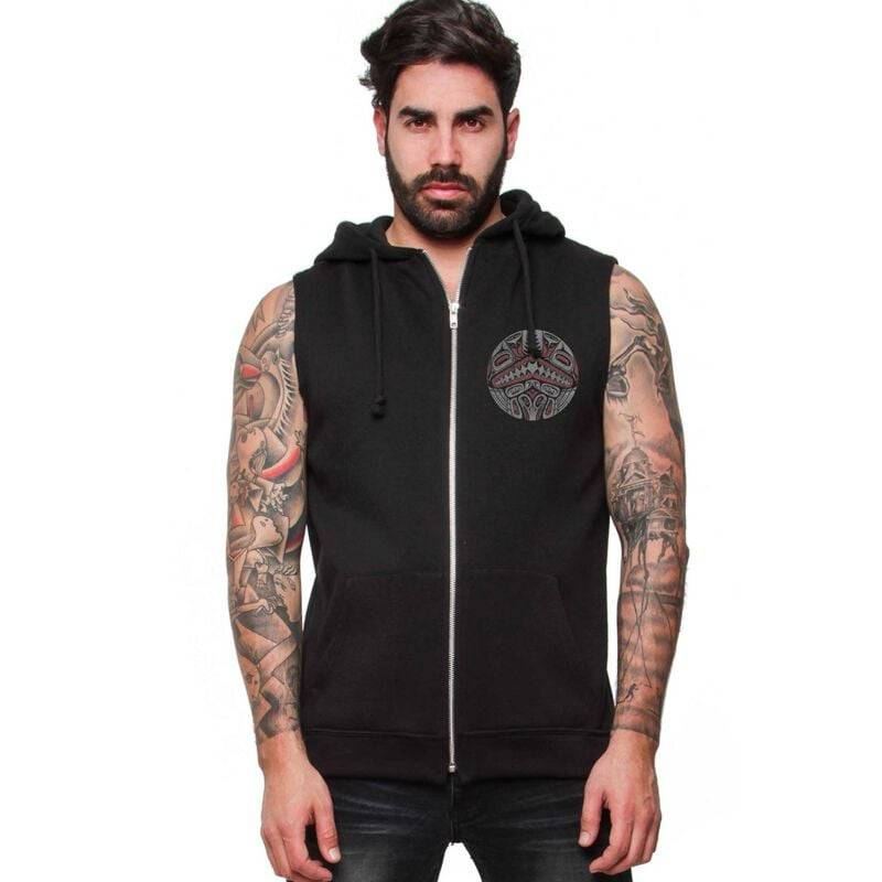 Outer Vision Hawaiian Mask Man's Hoodie Vest Weste schwarz in M von Outer Vision