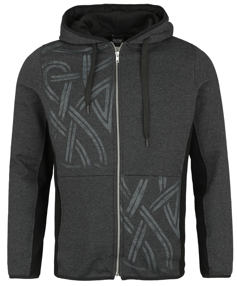 Outer Vision Kapuzenjacke - Anchor Tattoo Zip Hoodie - S bis XXL - für Männer - Größe S - grau/schwarz von Outer Vision