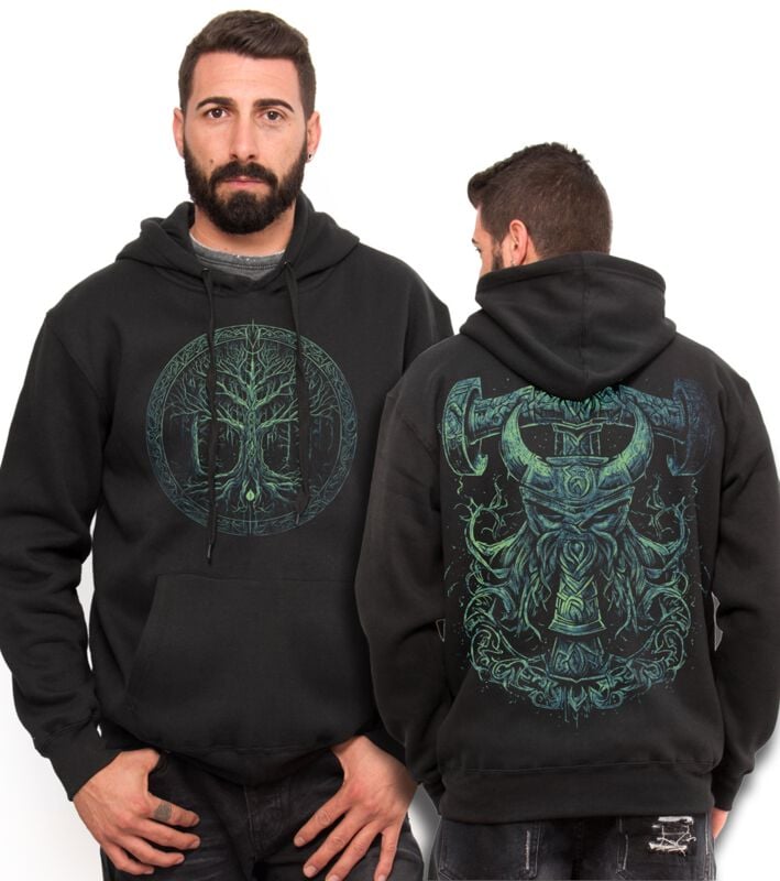 Outer Vision Kapuzenpullover - Viking Thor Man's Hoodie Vicero - S bis XXL - für Männer - Größe M - schwarz von Outer Vision