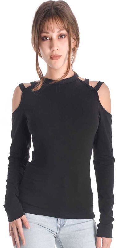 Outer Vision Langarmshirt - Woman's Top Bulma Solid Black - L bis 4XL - für Damen - Größe XXL - schwarz von Outer Vision