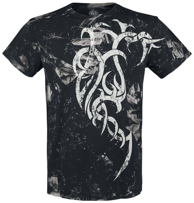 Outer Vision Marble Tattoo T-Shirt schwarz weiß in 4XL von Outer Vision
