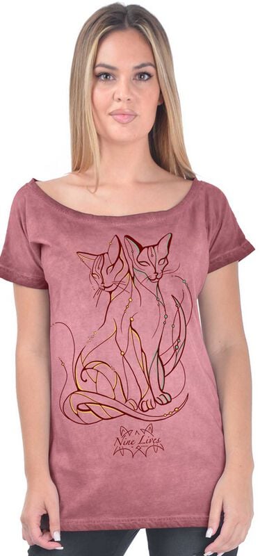 Outer Vision Nine Lives Couple Woman's T-Shirt Marilyn T-Shirt rosa in 3XL von Outer Vision
