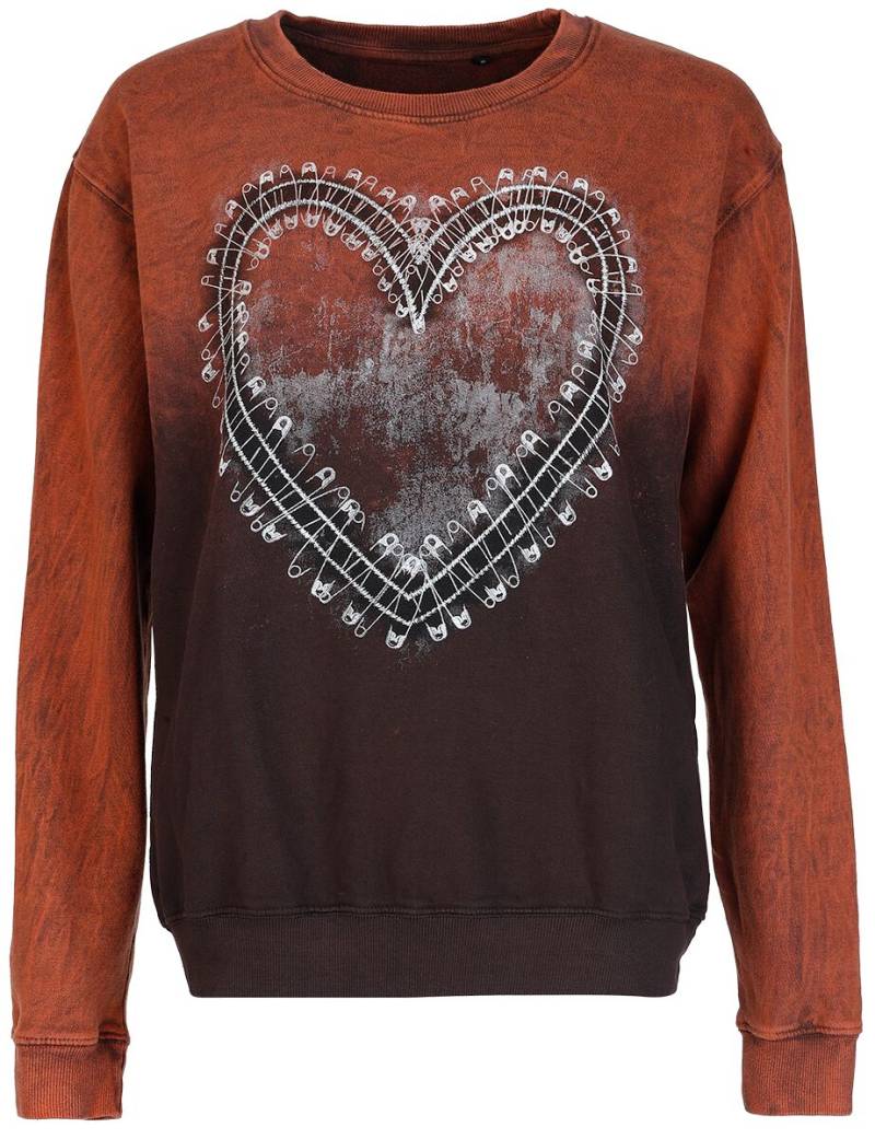 Outer Vision Safety Pin Heart Sweatshirt braun in S von Outer Vision
