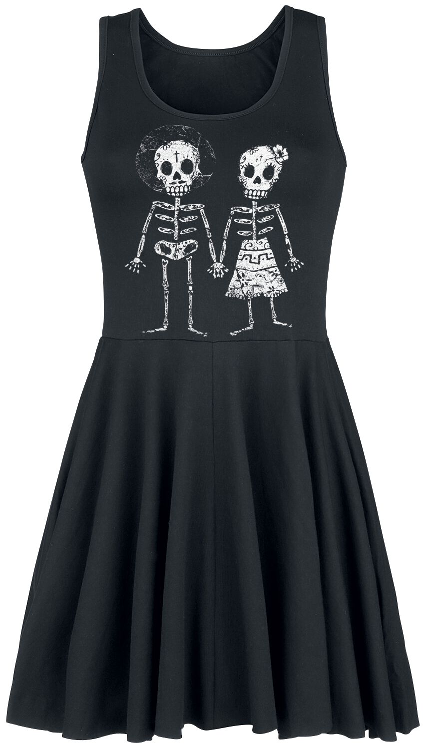 Outer Vision Skeletion Lovers Kurzes Kleid schwarz in L von Outer Vision