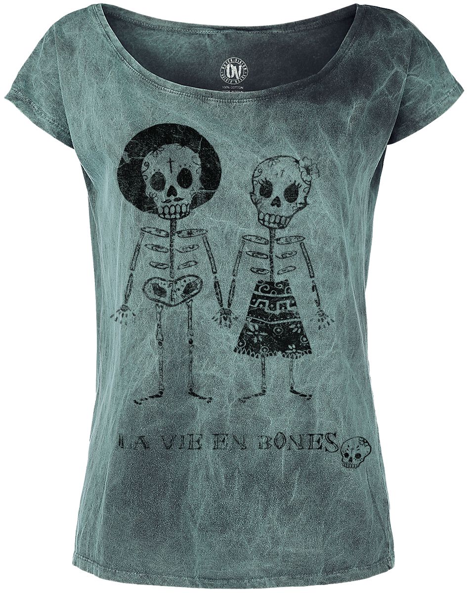 Outer Vision Skeleton Lovers T-Shirt türkis in L von Outer Vision