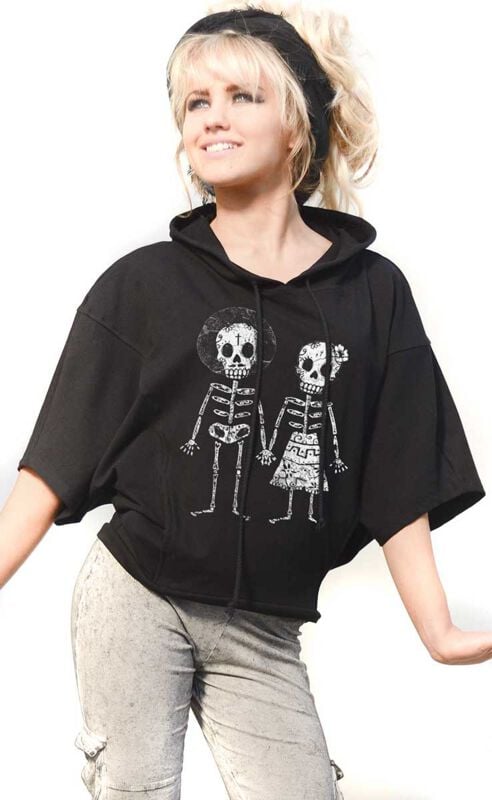 Outer Vision Skeleton Lovers Woman's Hoodie Kapuzenpullover schwarz in S von Outer Vision