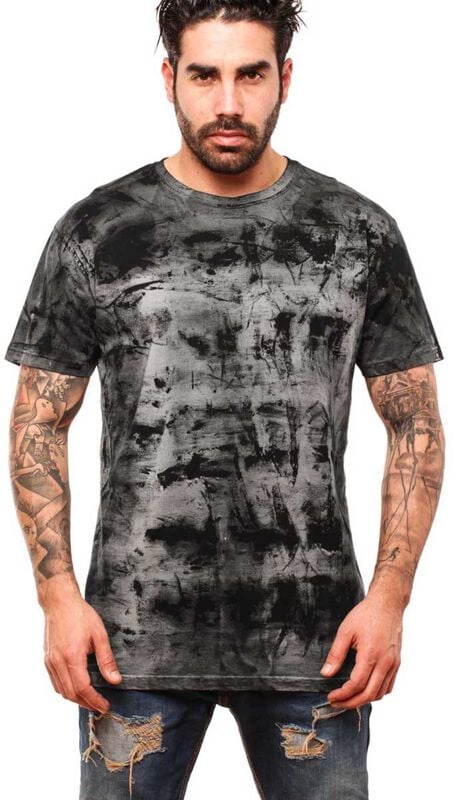 Outer Vision T-Shirt - Spatolato Double Black T-Shirt - S bis 4XL - für Männer - Größe 4XL - schwarz/grau von Outer Vision