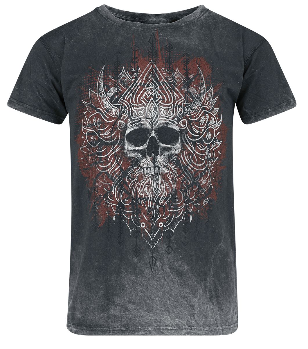 Outer Vision T-Shirt - Viking Skull - S bis 4XL - für Männer - Größe L - grau von Outer Vision