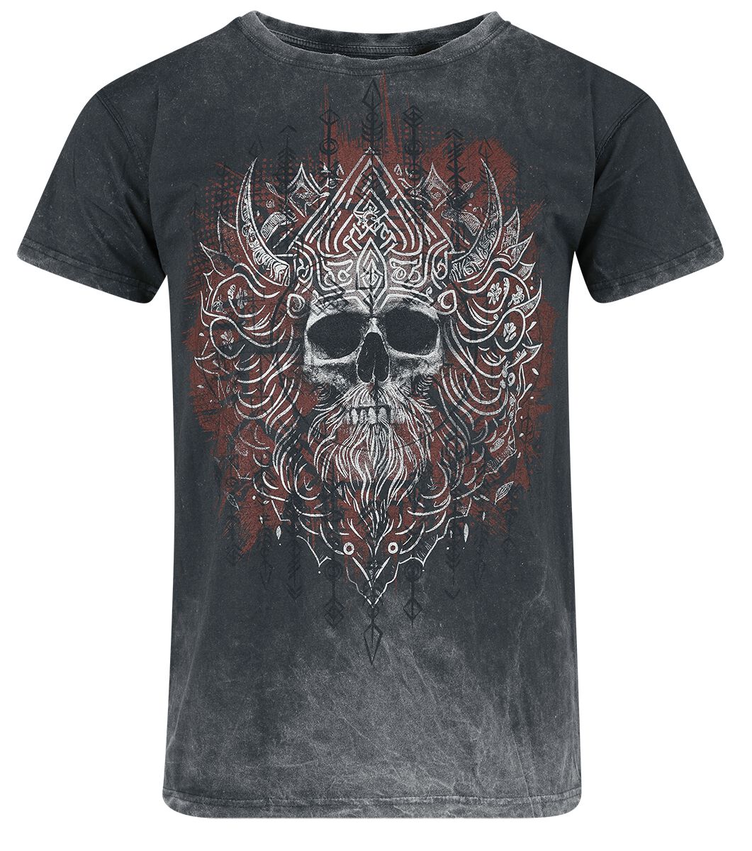 Outer Vision T-Shirt - Viking Skull - S bis 4XL - für Männer - Größe XXL - grau von Outer Vision
