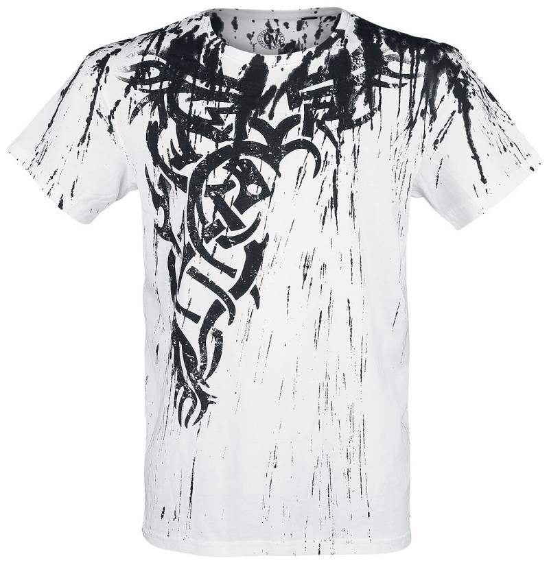 Outer Vision T-Shirt - Wings Tattoo Splashed Strips - S bis 4XL - für Männer - Größe XXL - weiß von Outer Vision