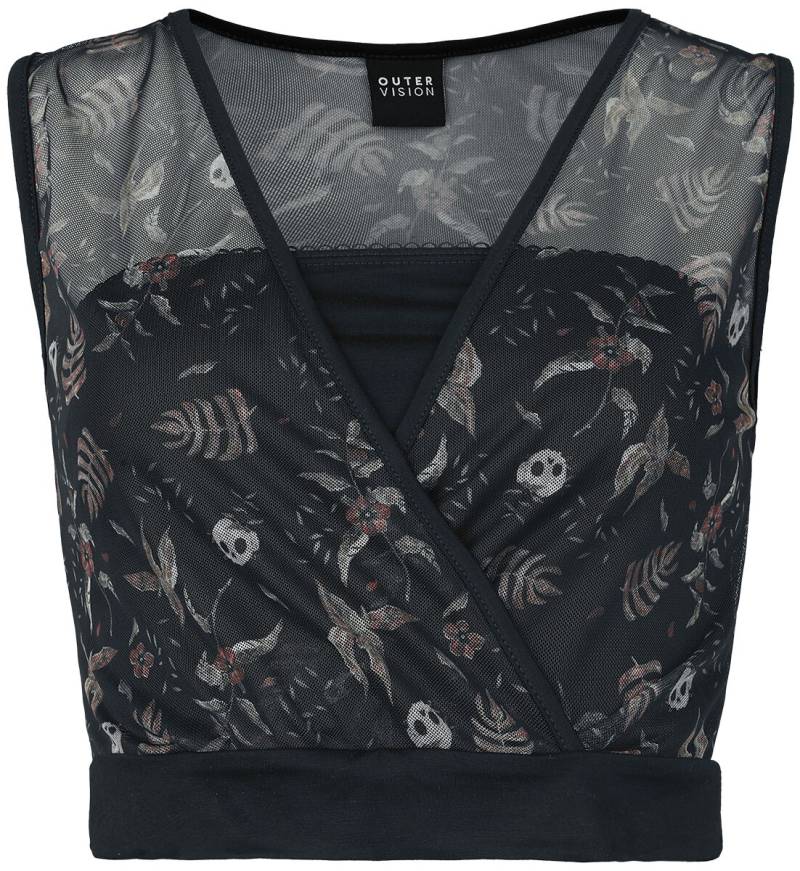 Outer Vision Top - Decadence Pattern - L bis XXL - für Damen - Größe XXL - schwarz von Outer Vision