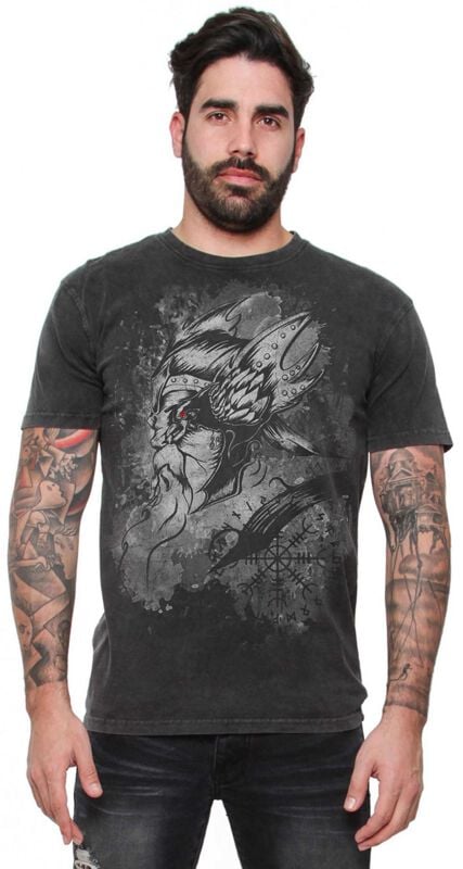 Outer Vision Viking Crow Man's T-Shirt T-Shirt schwarz in M von Outer Vision