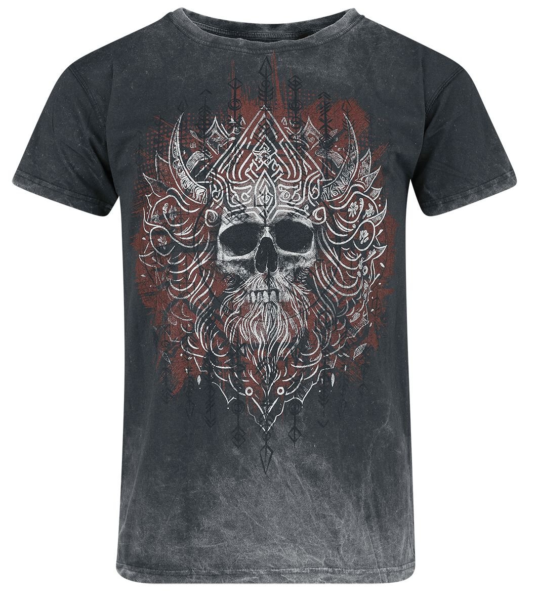 Outer Vision Viking Skull T-Shirt grau in XXL von Outer Vision