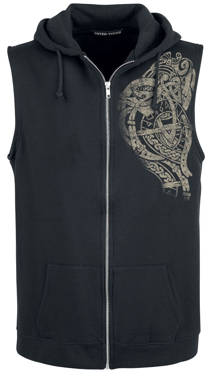 Outer Vision Weste - Ursus Tattoo Sweat Sleeveless Hoodie - S bis XL - für Männer - Größe L - schwarz von Outer Vision