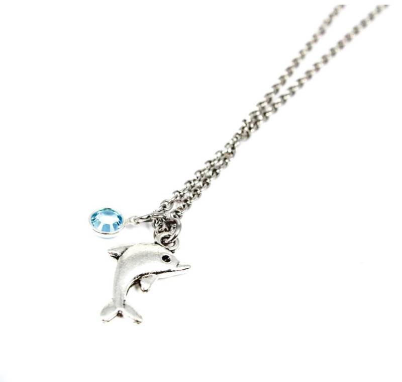 Delfin Geburtsstein Halskette, Charm Childs Strand Schmuck, Hochzeit, Blumenmädchen Sea Life Halsketten von OuterWonders