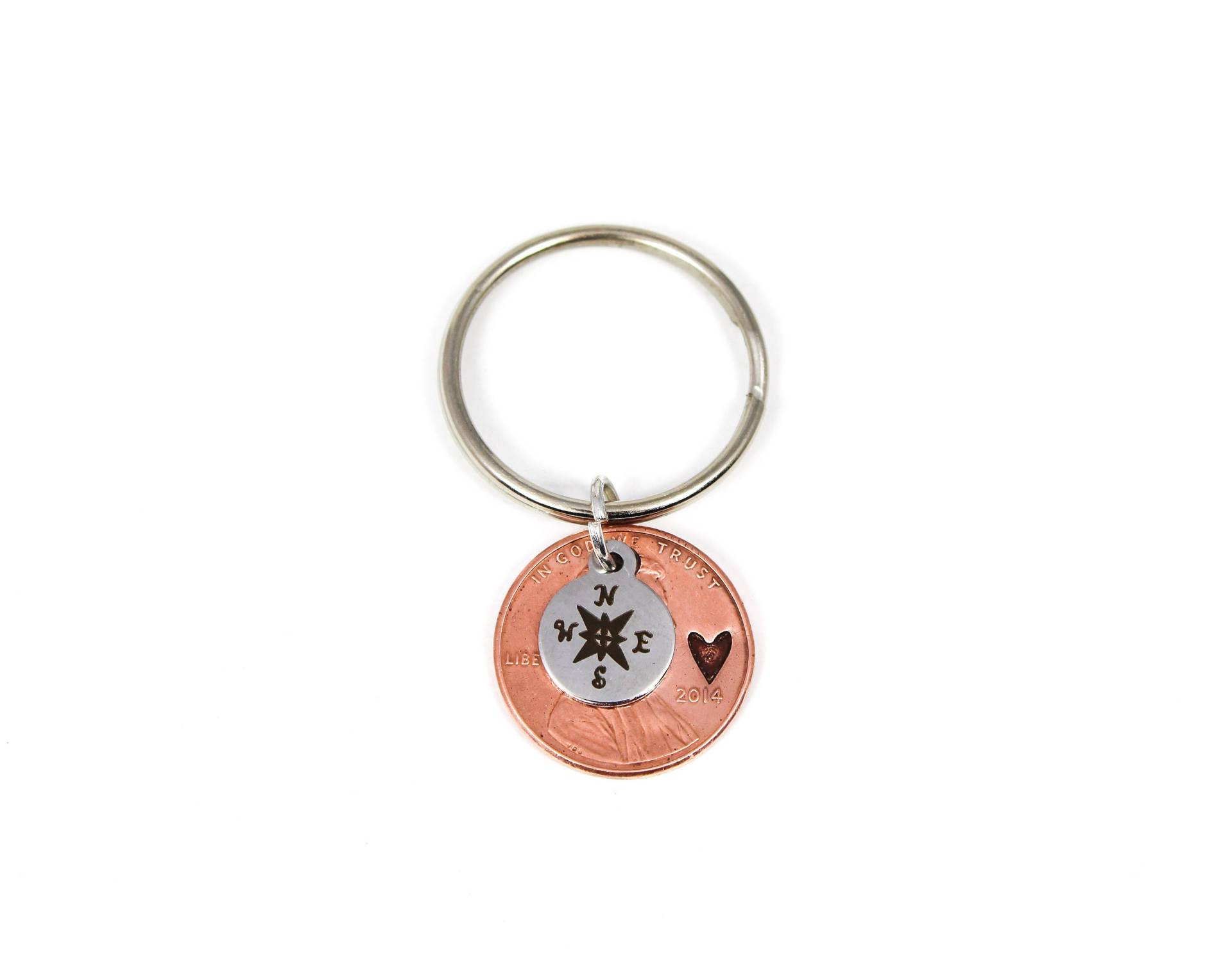 Fern-Schlüsselbund, Kompass-Schlüsselanhänger, Penny-Charme, Egal Wo, Freund-Schlüsselanhänger, Fernliebe, Freundschaftsgeschenke, Umzugsgeschenk von OuterWonders