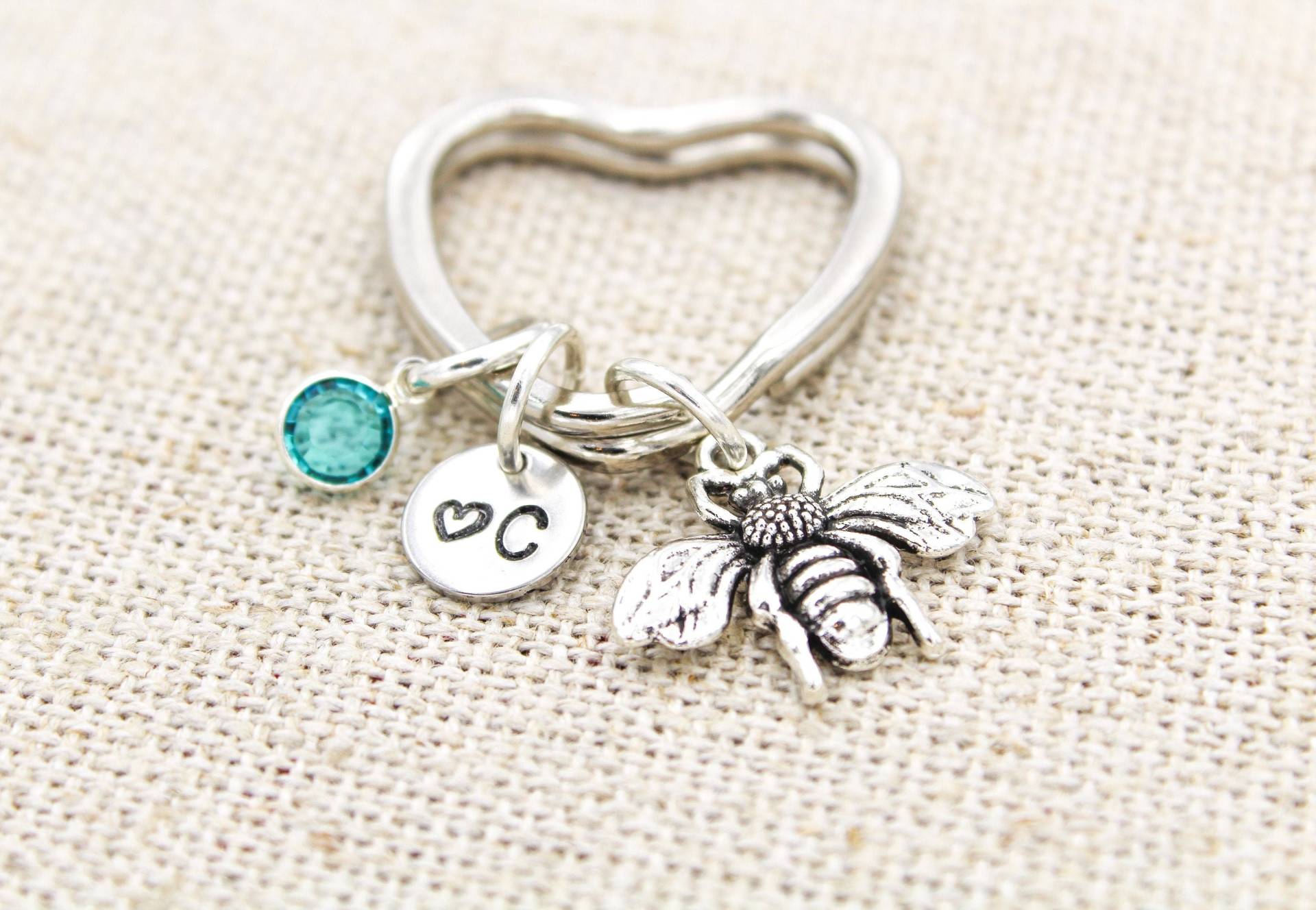 Honigbienen-Geburtsstein-Schlüsselanhänger, Bienenkönigin-Schlüsselanhänger, Honigbienen-Schlüsselanhänger, Honigbienenzubehör von OuterWonders