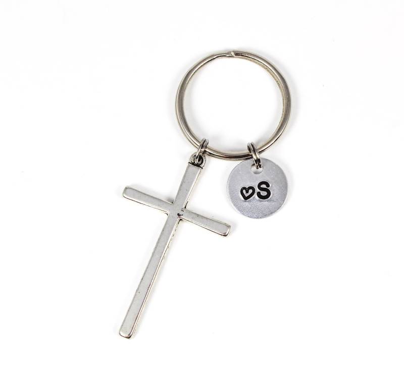 Kreuz Schlüsselanhänger, Erinnerungsschlüsselanhänger, Kreuzschlüsselring, Initialschlüsselring, Christliches Geschenk, Religiöses Kreuz Schlüsselanhänger, Erinnerungsschlüsselanhänger, Kreuzschlüsselring, Initialschlüsselring, Christliches Geschenk, Religiöses von OuterWonders
